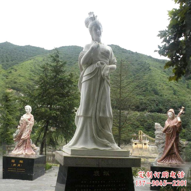 广州褒姒雕塑-大理石石雕美女中国古代美女塑像