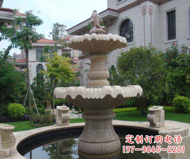广州别墅景观石雕多层喷泉雕塑