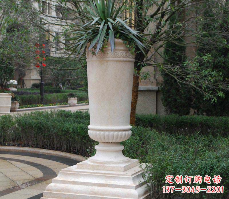 广州别墅景观石雕花盆