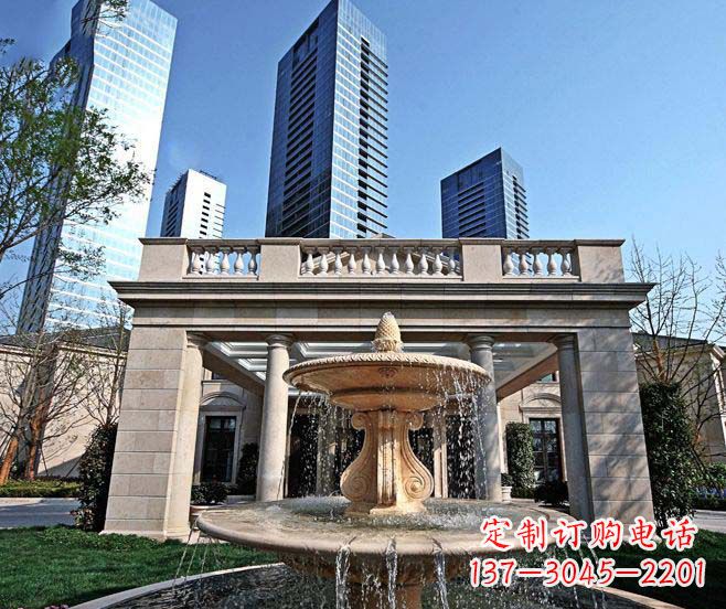 广州别墅景观晚霞红喷泉石雕 (2)