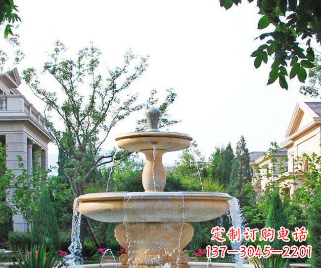 广州别墅景观晚霞红喷泉石雕