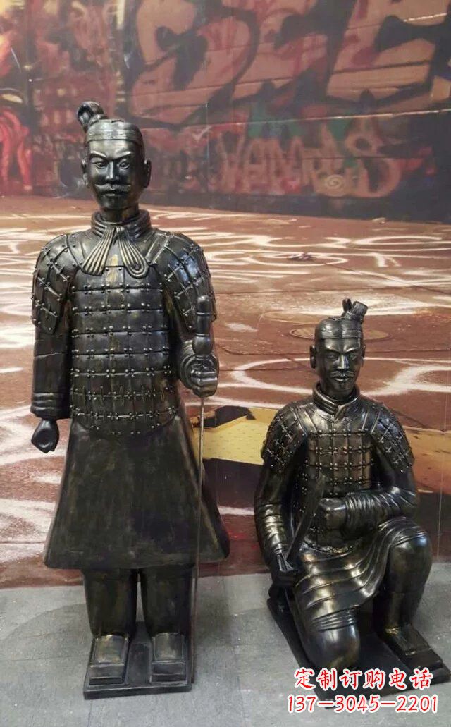 广州兵马俑玻璃钢仿铜人物雕塑