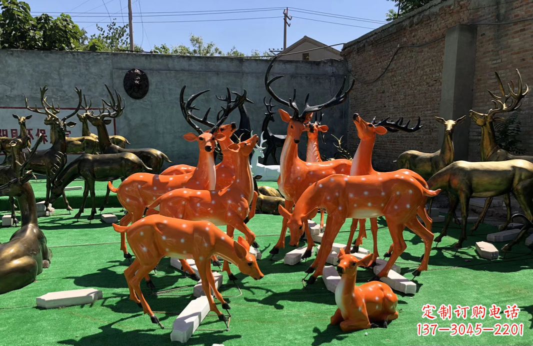 广州玻璃钢雕刻梅花鹿
