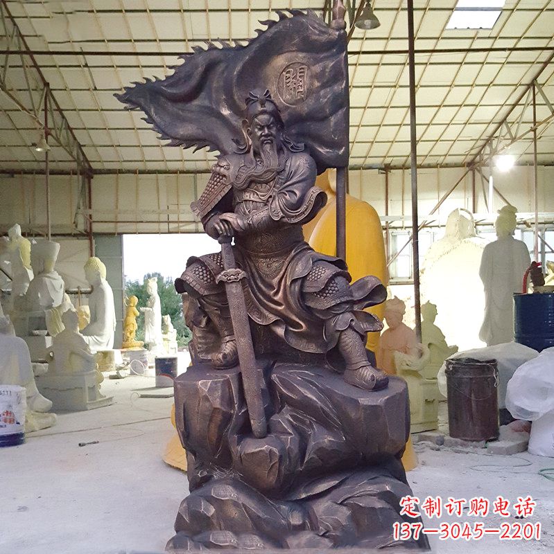 广州玻璃钢仿铜关公雕塑传承中国传统文化