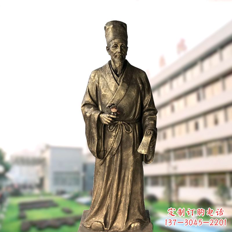 广州玻璃钢仿铜李时珍塑像-医院医学院药圣雕塑
