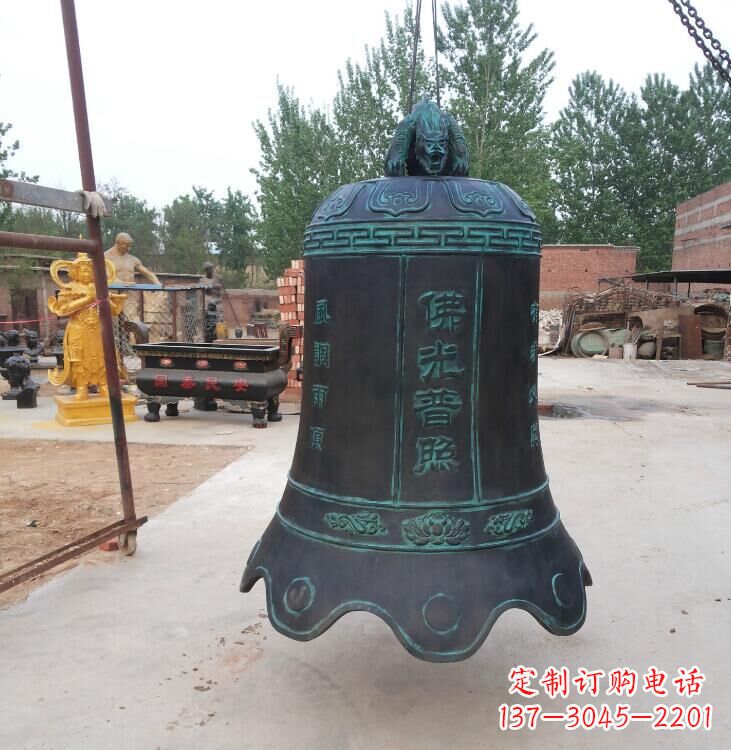 广州玻璃钢铜钟雕塑精美外观,持久耐用