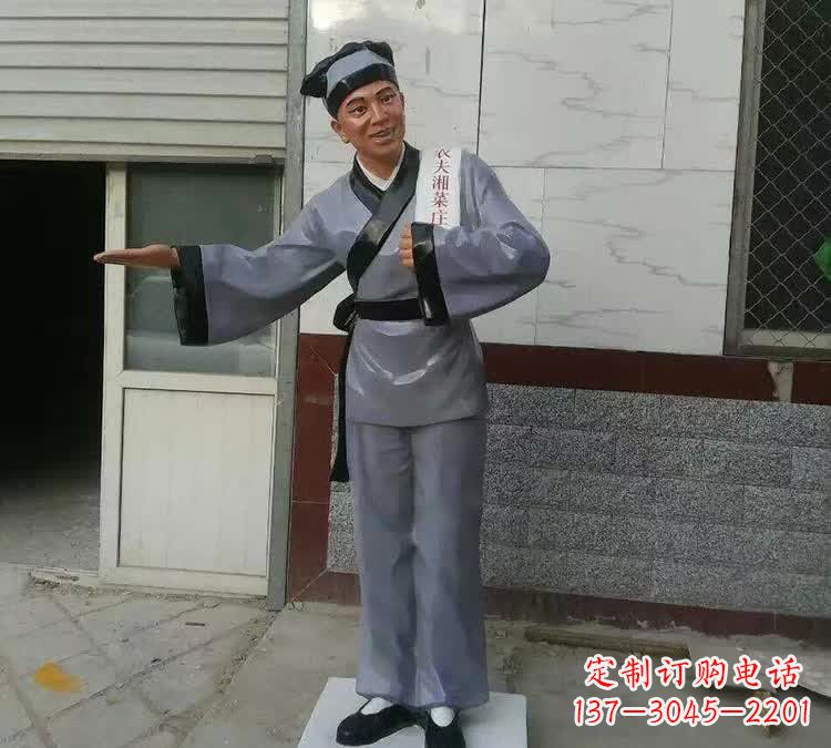 广州精致玻璃钢店小二雕塑