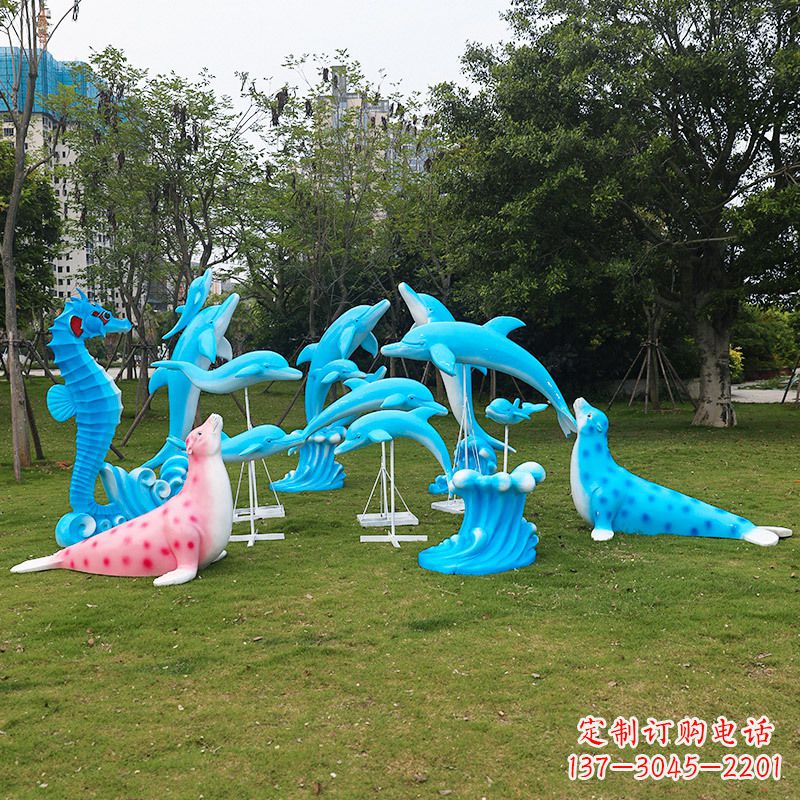广州玻璃钢海豚彩绘雕塑