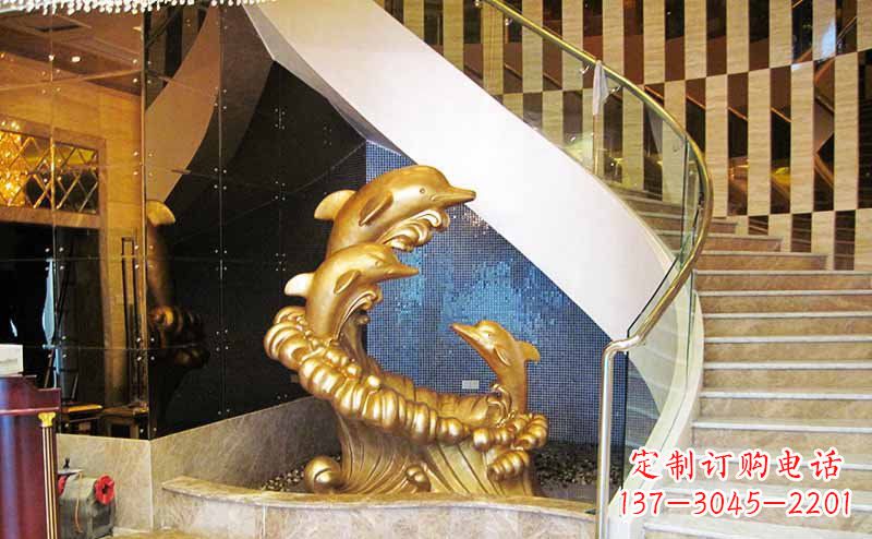 广州玻璃钢海豚雕塑精美的艺术精品