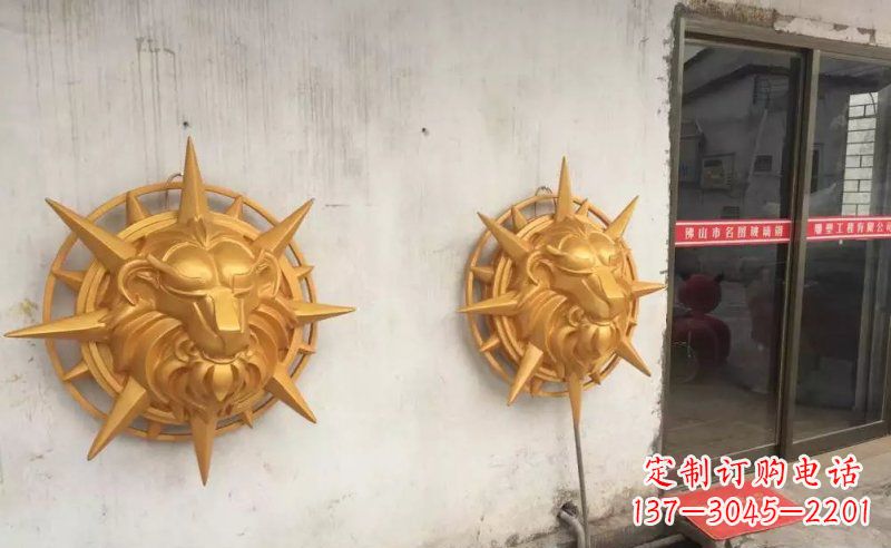 广州玻璃钢狮子头雕塑——精美景观装置
