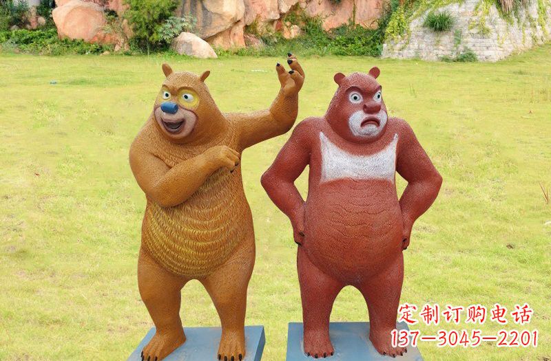 广州玻璃钢熊大熊二雕塑浪漫的熊熊之旅