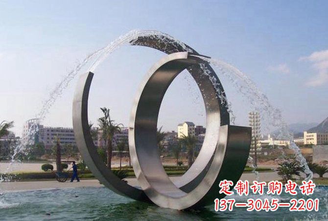 广州不锈钢C形喷泉雕塑精美雕塑艺术