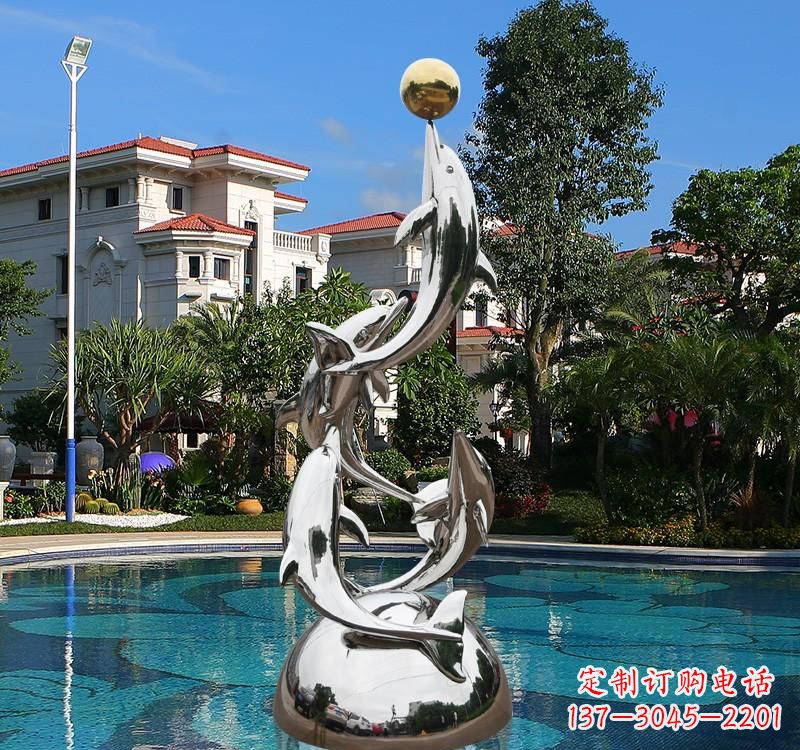 广州不锈钢海豚雕塑精美绝伦