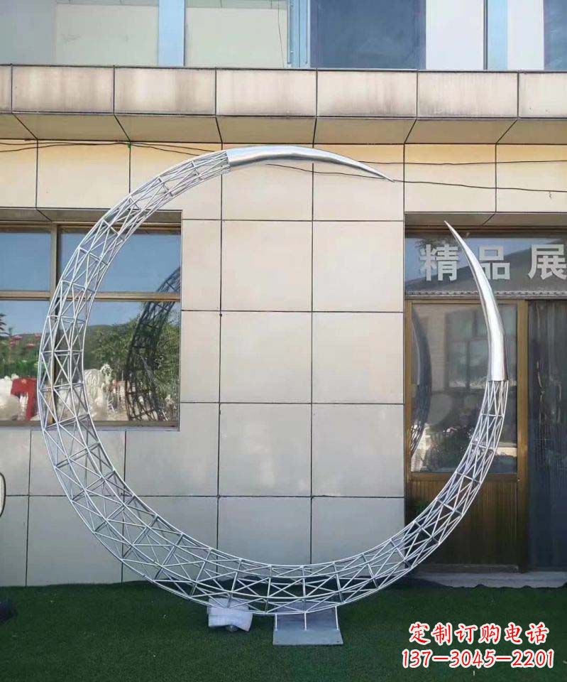 广州不锈钢别墅月亮镂空雕塑