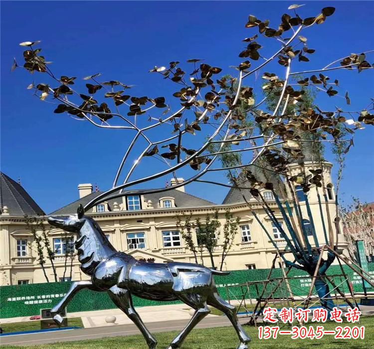 广州不锈钢梅花鹿雕塑精美而又经久不衰