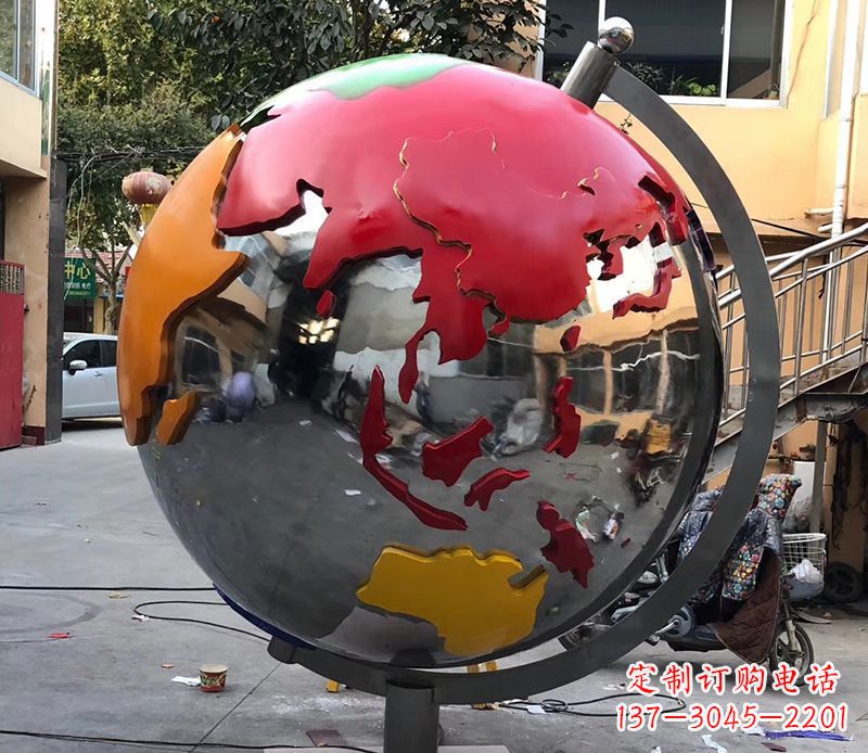 广州不锈钢彩绘地球仪雕塑与世界接轨