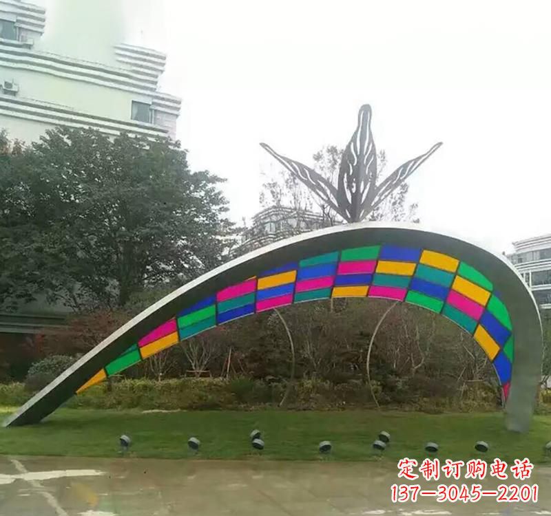 广州不锈钢彩色拼接拱门雕塑