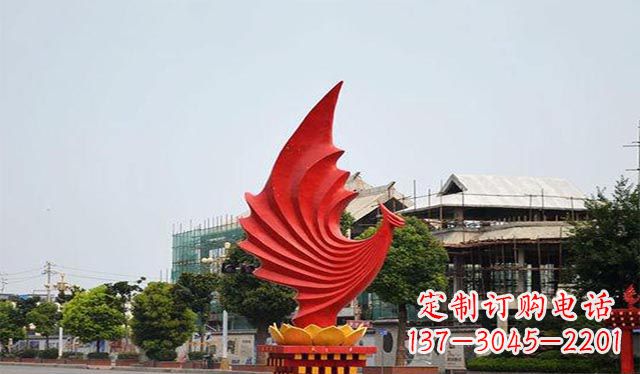广州不锈钢凤凰雕塑象征着城市繁荣