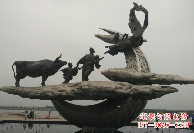 广州不锈钢牛郎织女雕塑传说中的爱情