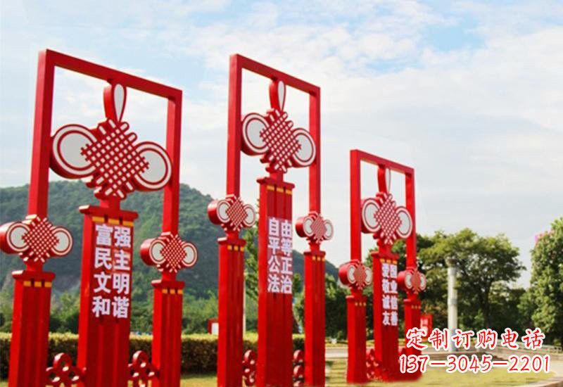 广州不锈钢城市中国结社会主义核心价值观雕塑展现社会主义核心价值观