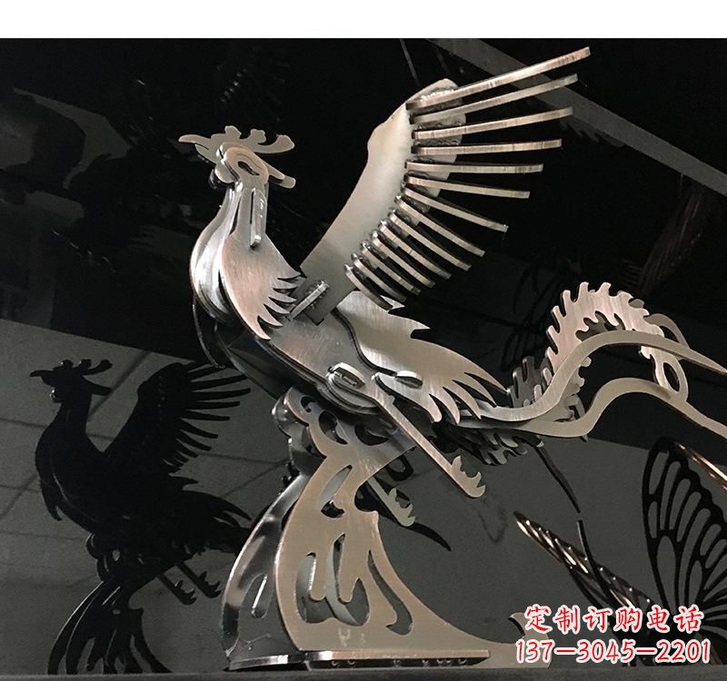 广州不锈钢凤凰雕塑精美的艺术品