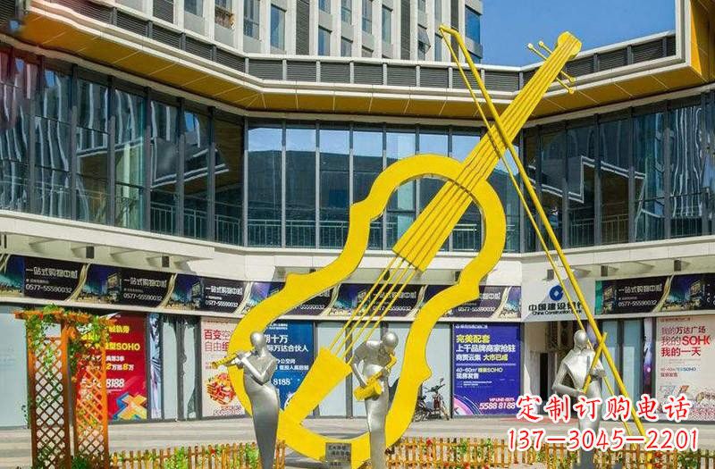 广州不锈钢大提琴雕塑美的融合