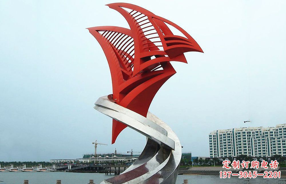 广州海洋之舟——不锈钢抽象帆船海边景观雕塑