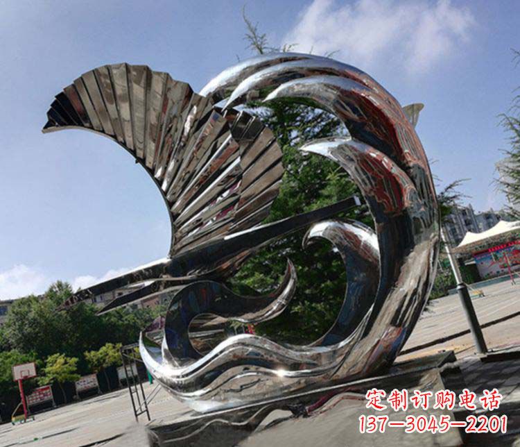 广州不锈钢帆船雕塑象征海上生活的艺术精品