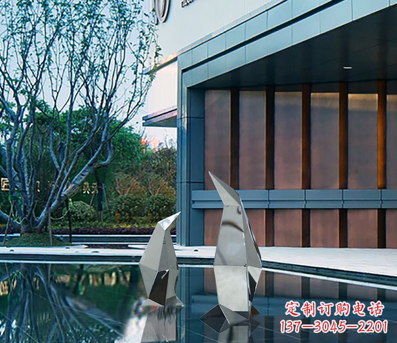 广州不锈钢企鹅雕塑一件来自大自然的艺术品