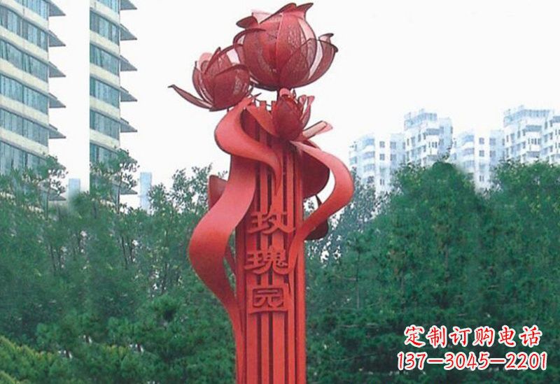 广州不锈钢抽象玫瑰花雕塑