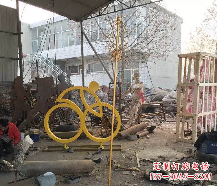 广州不锈钢自行车雕塑——象征着健康、积极的生活方式
