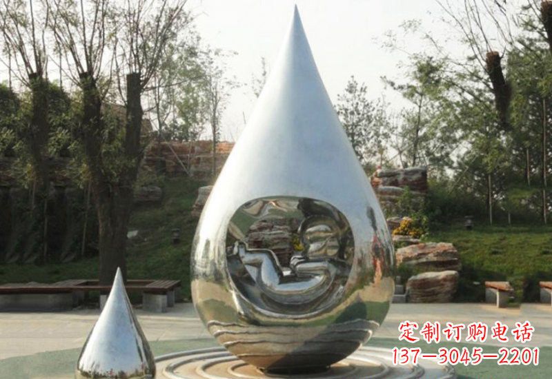广州不锈钢水滴雕塑缔造生命之源