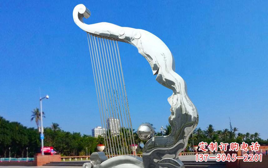 广州不锈钢竖琴广场雕塑