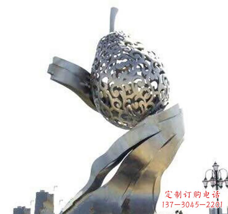 广州不锈钢梨雕塑艺术结合精美外形
