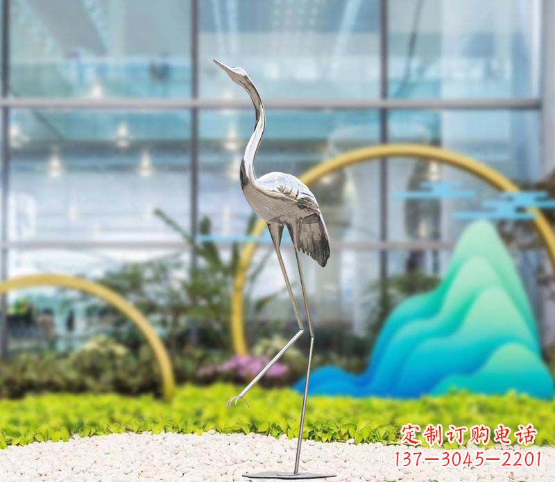 广州不锈钢仙鹤雕塑传承中国古典文化