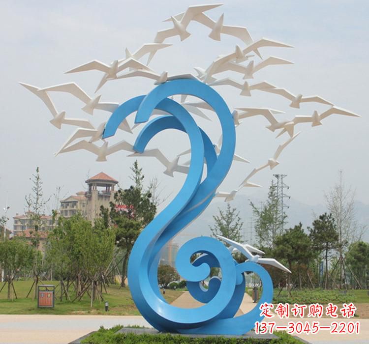 广州新题目精美不锈钢大雁雕塑