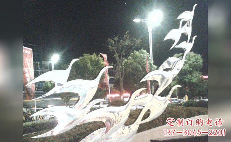 广州不锈钢大雁雕塑——灿烂的翱翔