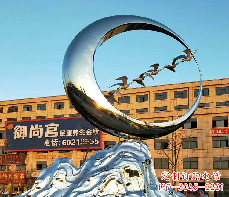 广州不锈钢大雁雕塑精美的艺术之作