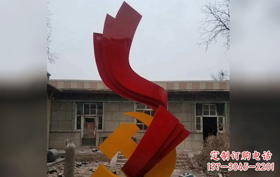 广州不锈钢党徽雕塑——为共产主义奠基
