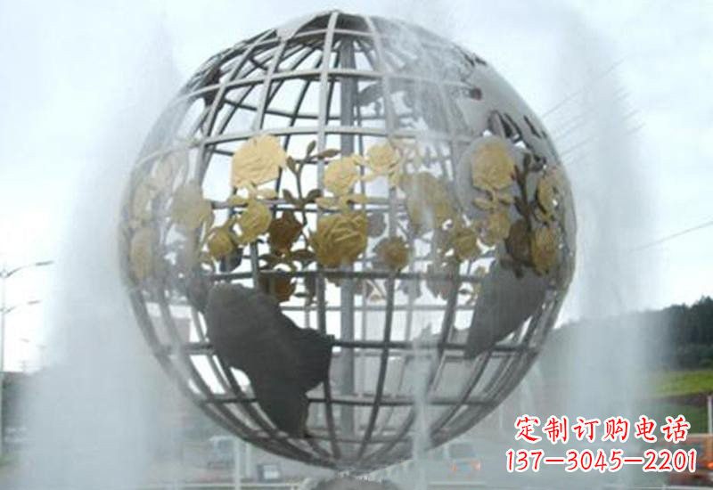 广州不锈钢地球仪雕塑象征着地球家园