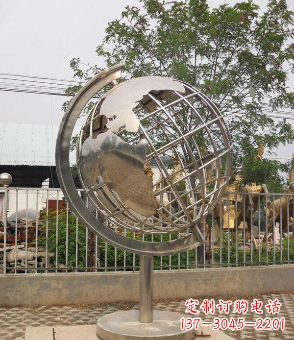 广州精美不锈钢地球仪雕塑点缀校园美景