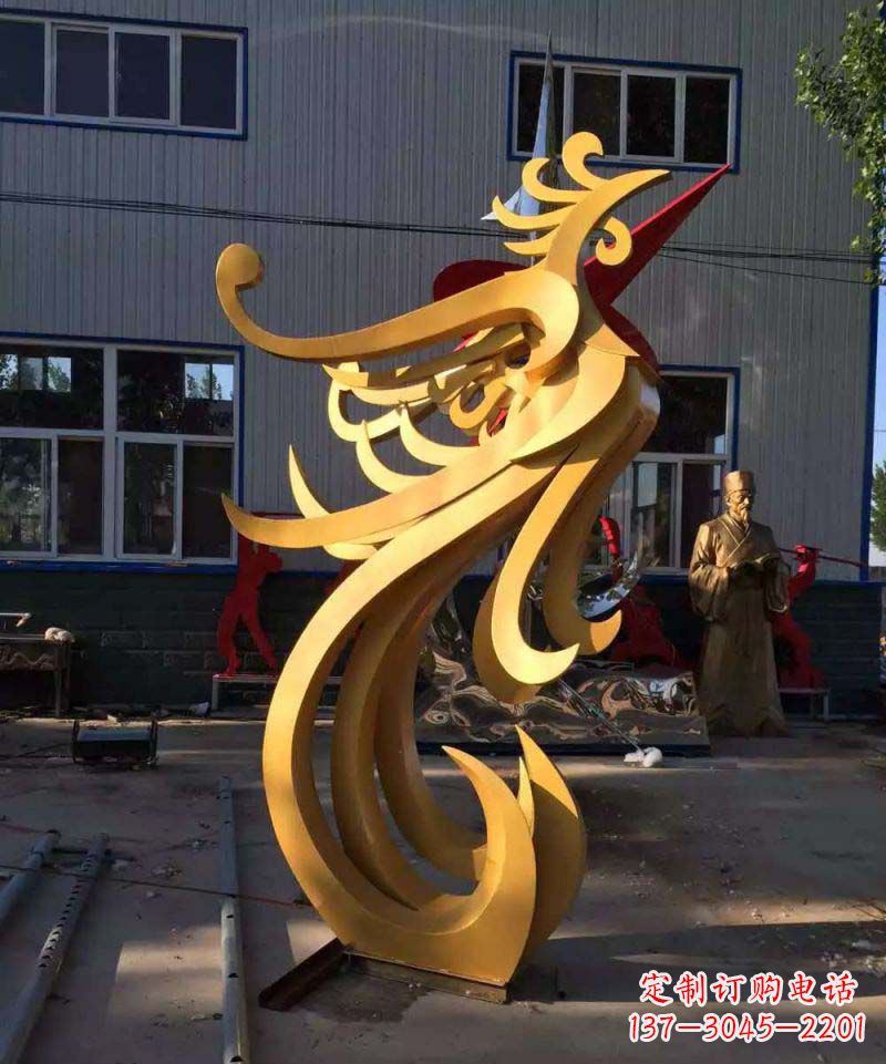 广州不锈钢雕刻凤凰雕塑传承精美工艺