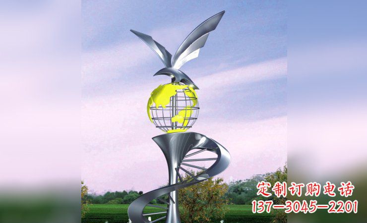 广州雄鹰展翅,不锈钢雕塑飞翔