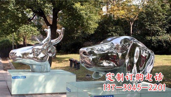 广州动物十二生肖头像不锈钢雕塑