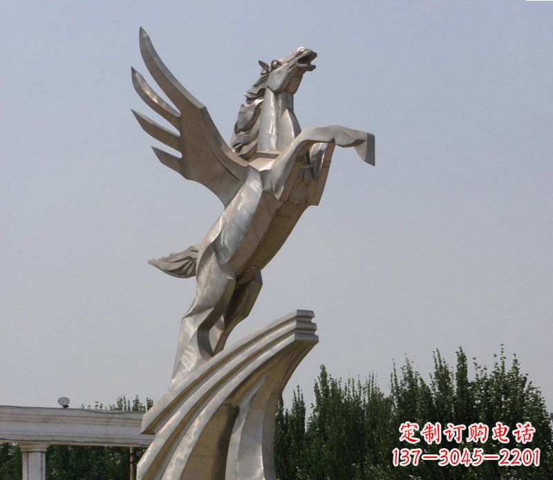 广州不锈钢飞马精美雕塑点缀公园