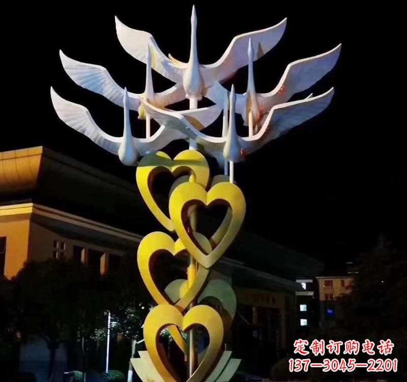 广州不锈钢大雁雕塑象征着自由的翱翔