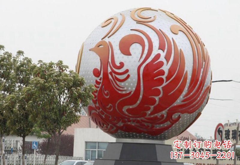 广州不锈钢凤凰浮雕圆球雕塑精美雕塑把艺术带到生活中