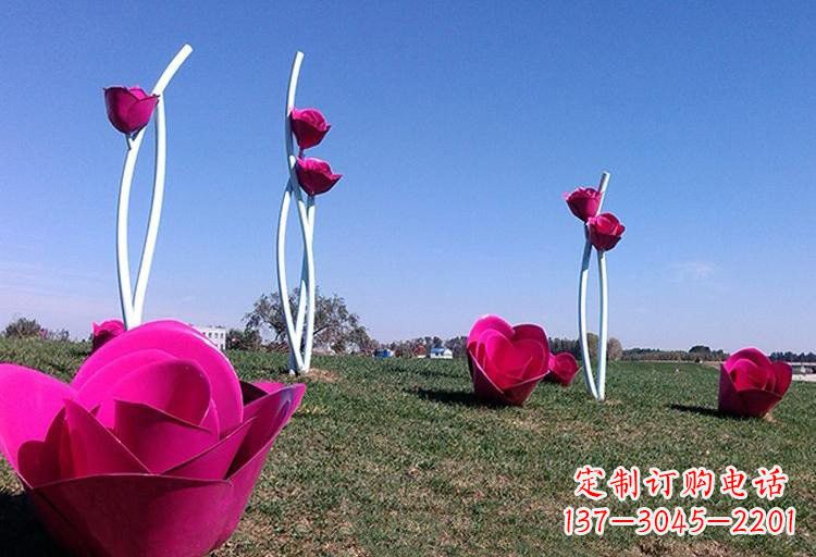 广州不锈钢玫瑰雕塑美丽的艺术之作