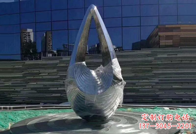 广州不锈钢空心水滴雕塑美丽的艺术之作