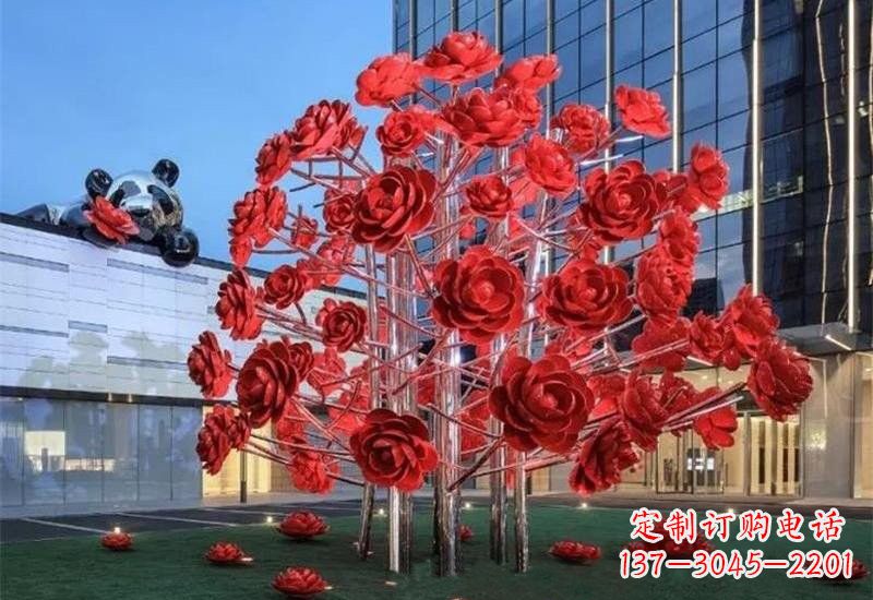 广州不锈钢公园玫瑰花树雕塑——让玫瑰长驻公园